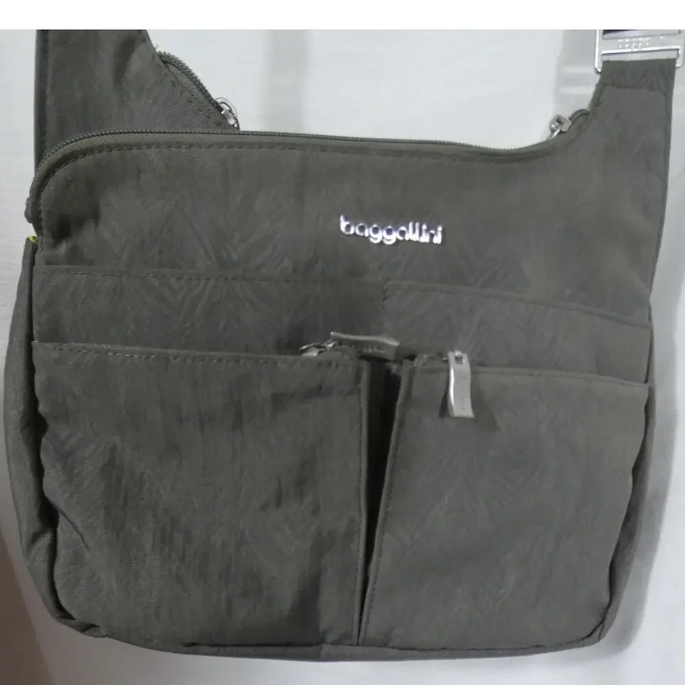 Baggallini Gray Crossbody Purse Multiple Zippered Pockets RFID Wallet Included